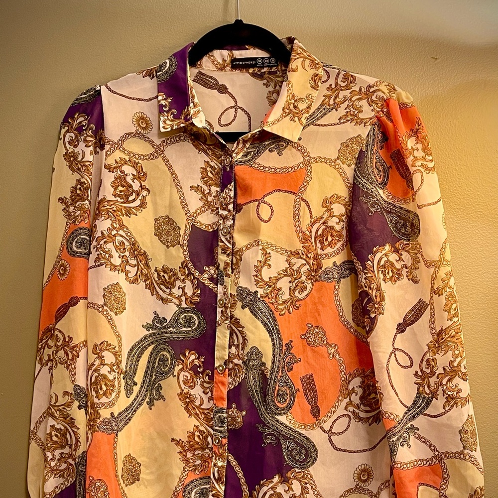 Atmosphere Multi-Colored Sheer Paisley Blouse